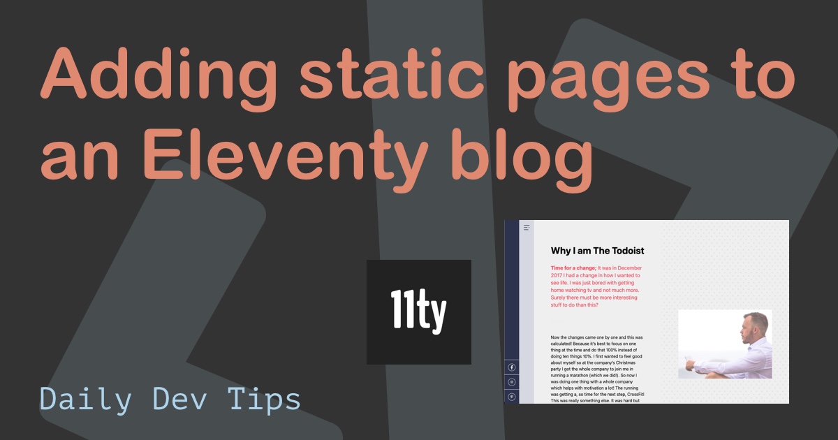 Adding static pages to an Eleventy blog