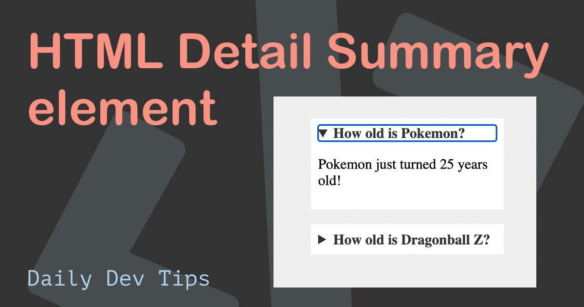 HTML Detail Summary element