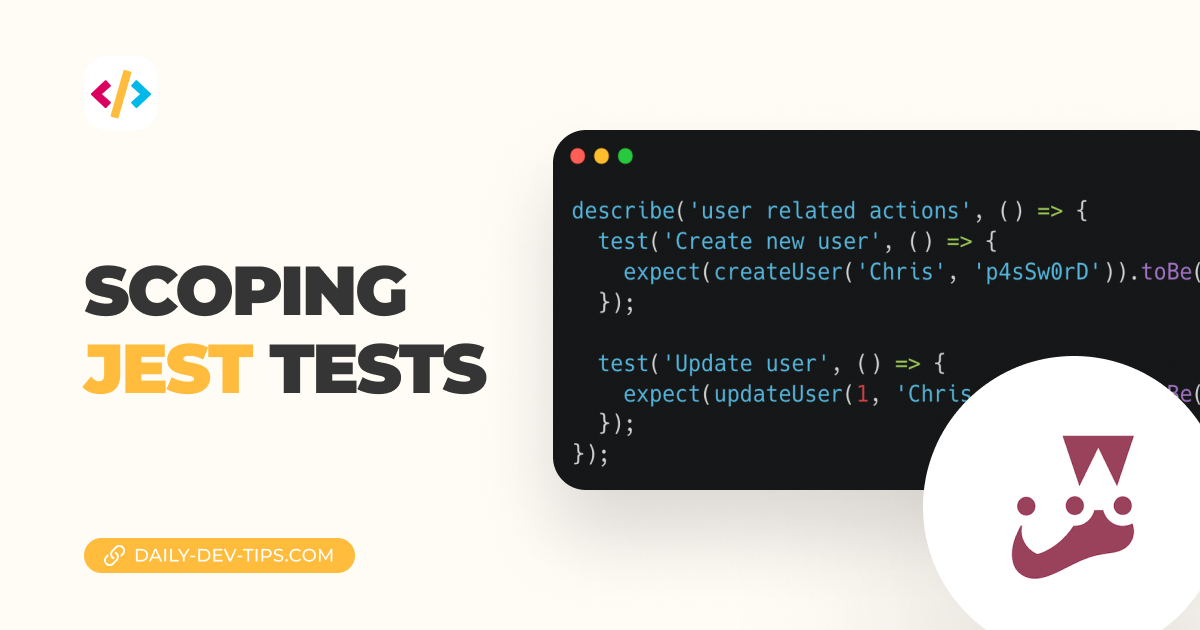 Scoping Jest tests