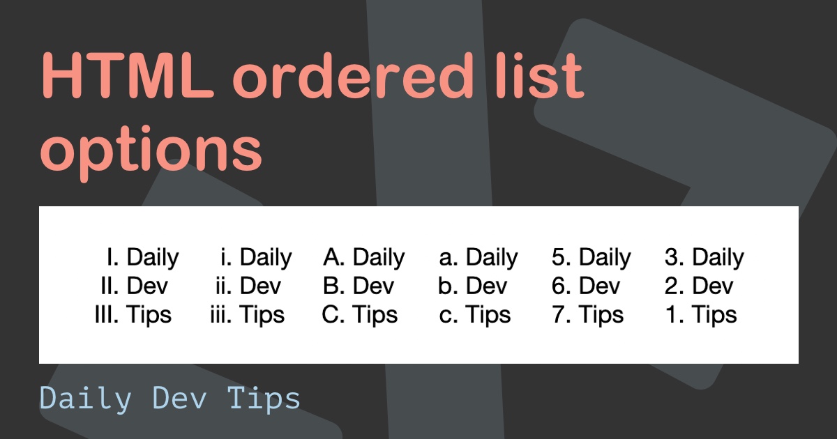 HTML ordered list options