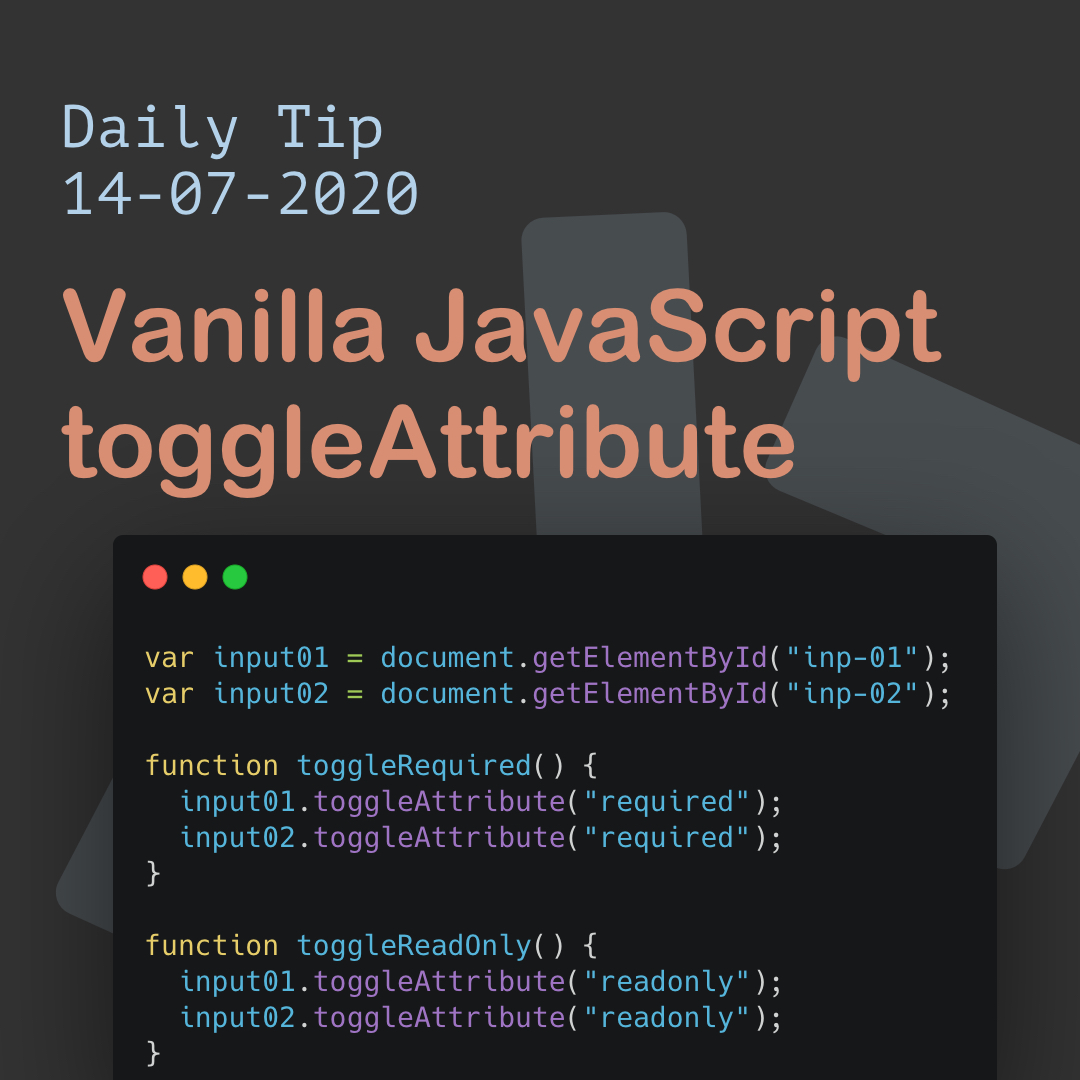 Vanilla JavaScript toggleAttribute