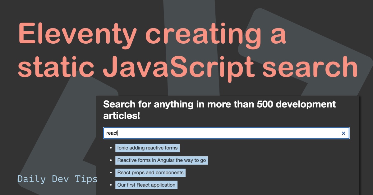 Eleventy creating a static JavaScript search