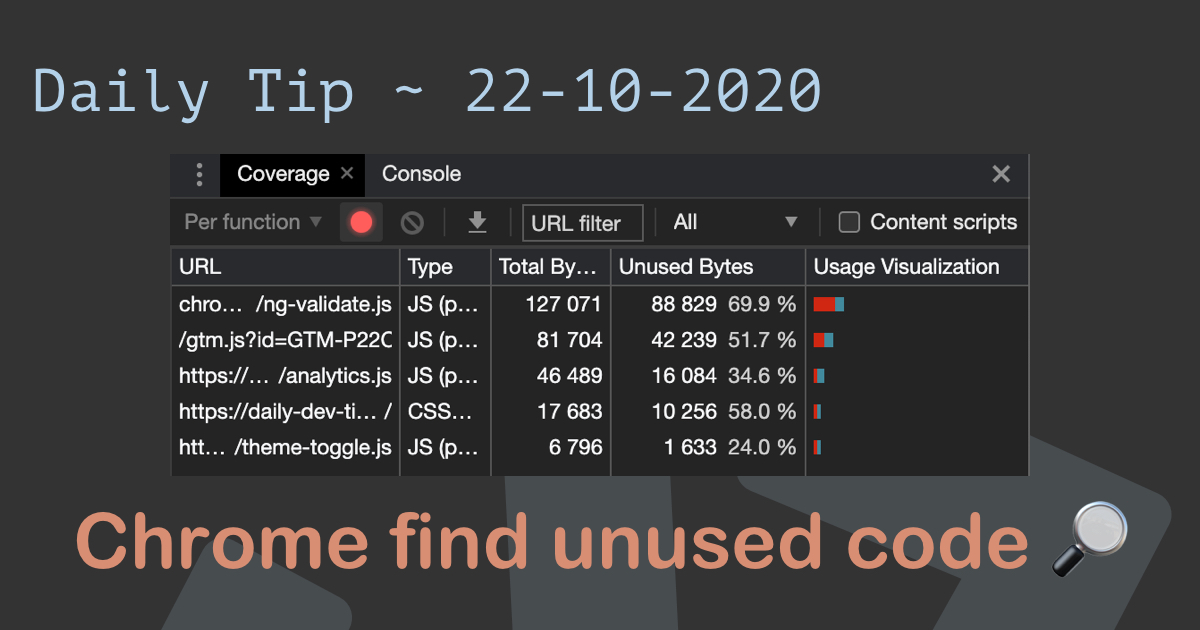 Chrome find unused code 🔎