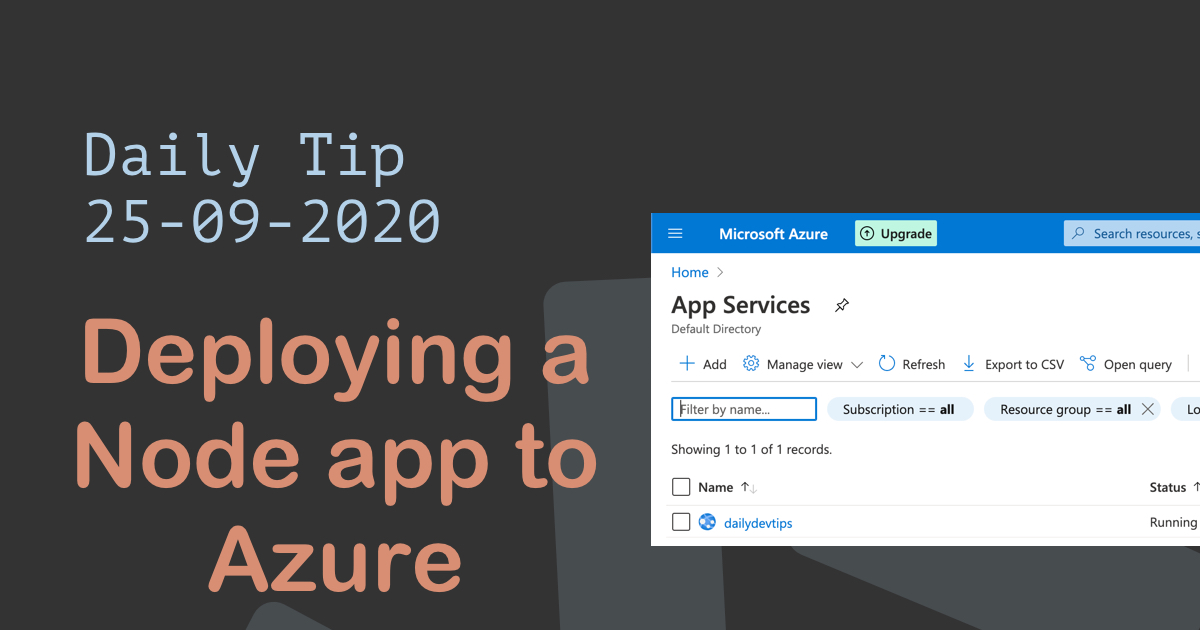 Deploying a Node app to Azure