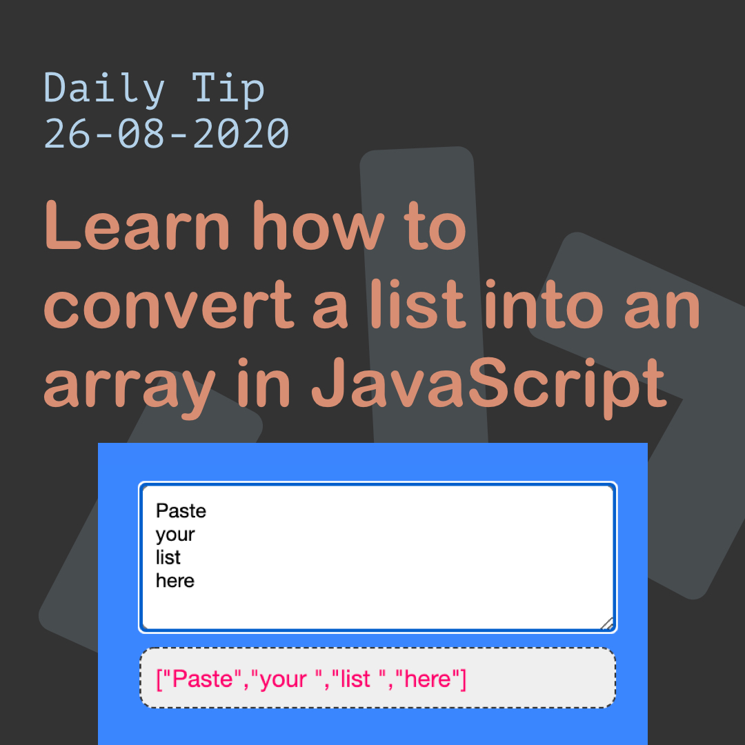 Learn how to convert a list into an array in JavaScript