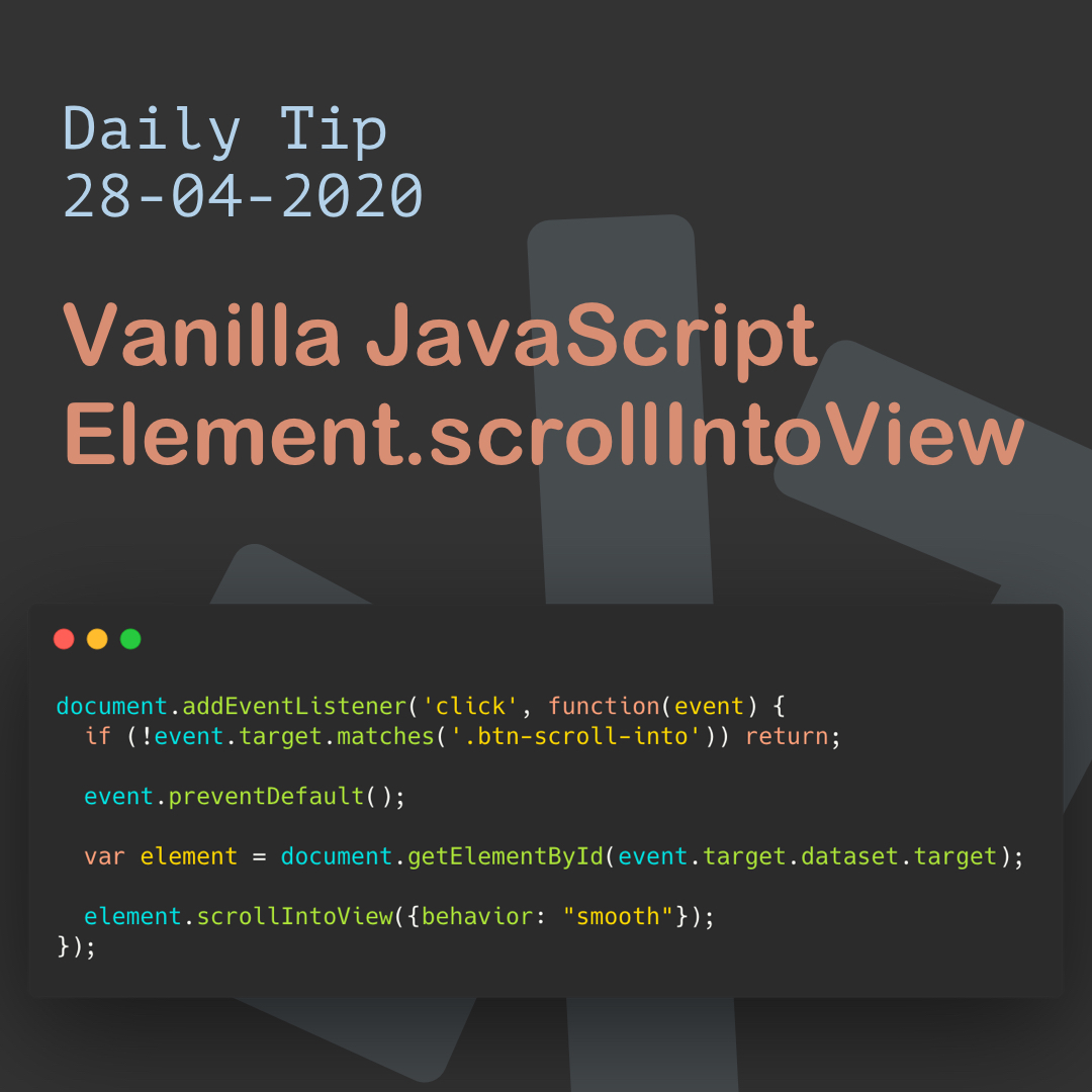 Vanilla JavaScript Element.scrollIntoView